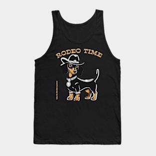 RODEO TIME (Black and tan dachshund wearing black cowboy hat) Tank Top